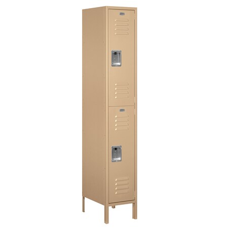 Salsbury Industries Wardrobe Locker, 15" W, 18" D, 78" H, (1) Wide, (2) Openings, Tan 52168TN-U